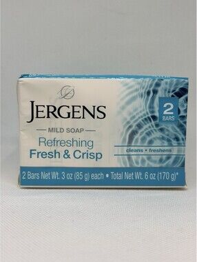 2 PACK BAR JERGENS HAND SOAP MILD FRESH AND CRISP  3 OZ BARS